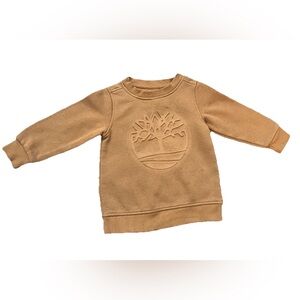Timberland Pullover Sweatshirt Brown Embossed Tree Logo Fleece Size 2T (0765)